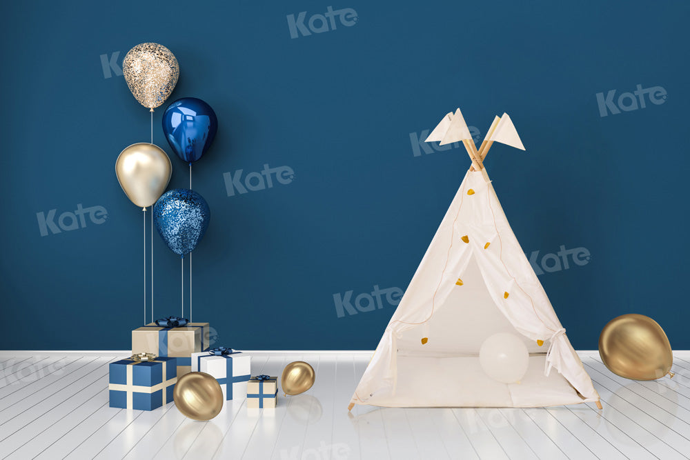 Kate Tente Ballon Cadeau Bleu Fête Toile de fond Conçu par Chain Photographie - Kate Backdrop FR