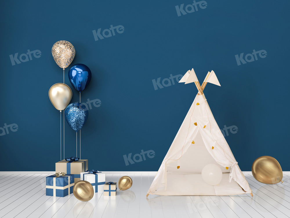 Kate Tente Ballon Cadeau Bleu Fête Toile de fond Conçu par Chain Photographie - Kate Backdrop FR