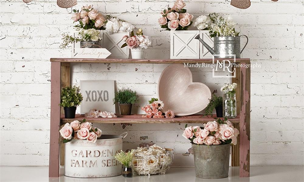 Kate Saint-Valentin Doré Rose Toile de fond conçue par Mandy Ringe - Kate Backdrop FR