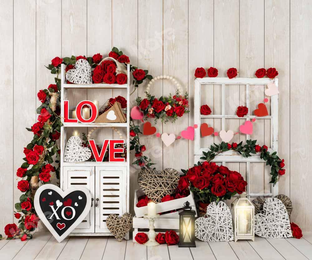 Kate Étagère Roses rouges La Saint-Valentin Toile de fond conçue par Emetselch - Kate Backdrop FR