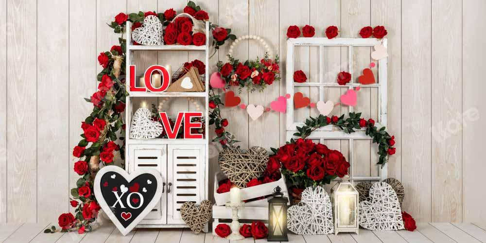 Kate Étagère Roses rouges La Saint-Valentin Toile de fond conçue par Emetselch - Kate Backdrop FR
