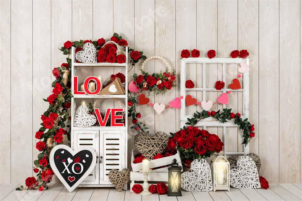 Kate Étagère Roses rouges La Saint-Valentin Toile de fond conçue par Emetselch - Kate Backdrop FR