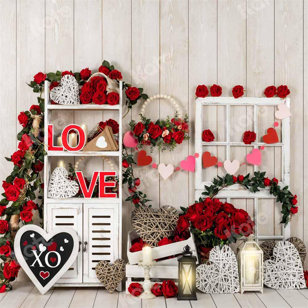 Kate Étagère Roses rouges La Saint-Valentin Toile de fond conçue par Emetselch - Kate Backdrop FR