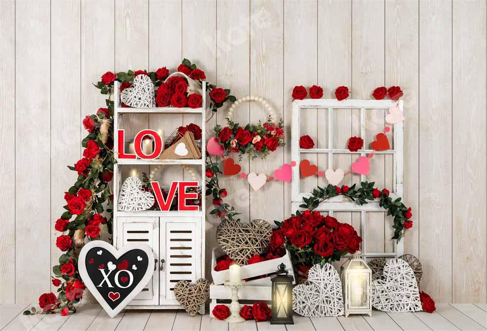 Kate Étagère Roses rouges La Saint-Valentin Toile de fond conçue par Emetselch - Kate Backdrop FR