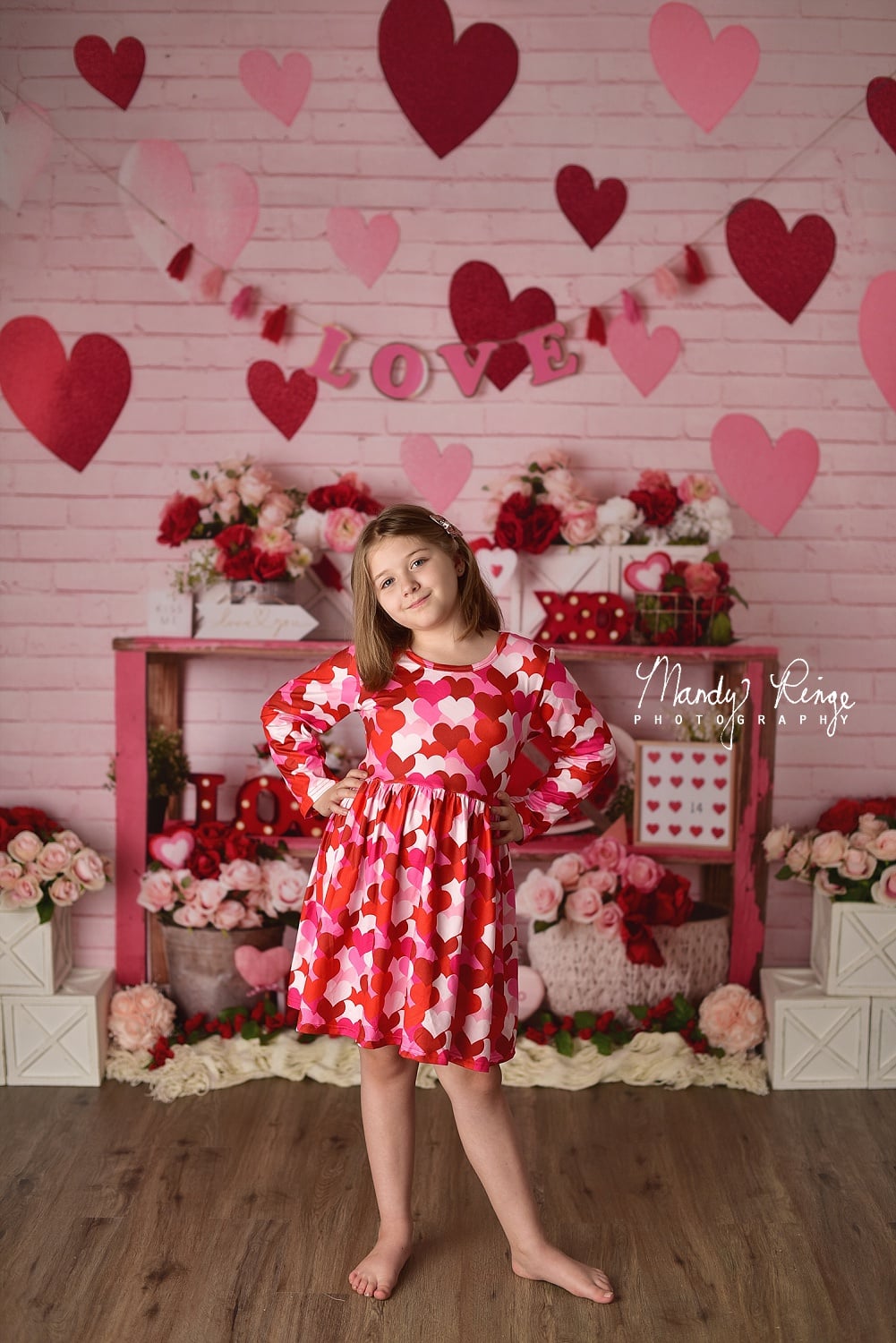 Kate Coeur Amour Saint-Valentin Rose Toile de fond conçu par Mandy Ringe - Kate Backdrop FR
