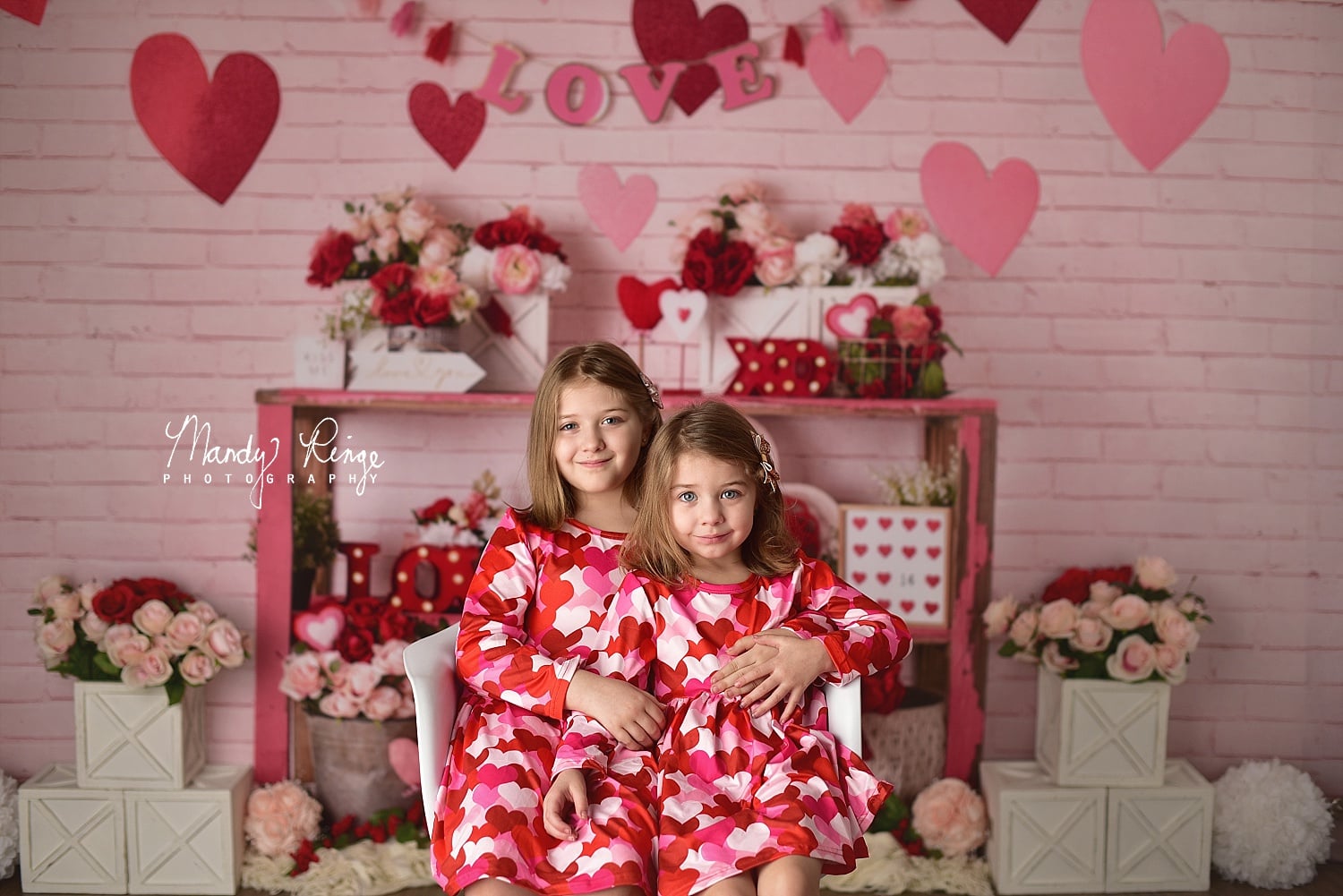 Kate Coeur Amour Saint-Valentin Rose Toile de fond conçu par Mandy Ringe - Kate Backdrop FR