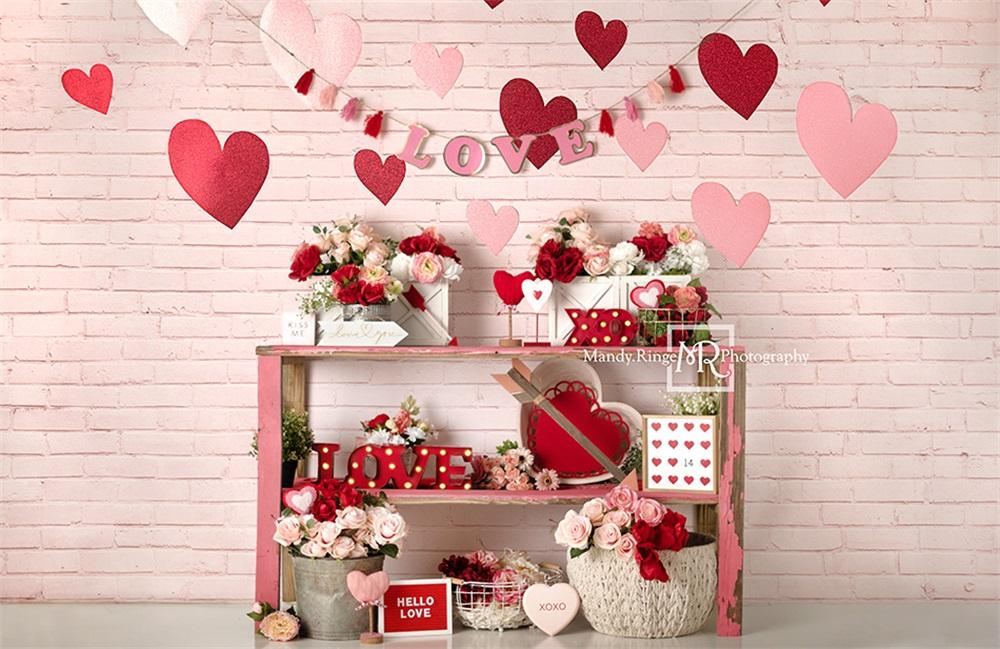 Kate Coeur Amour Saint-Valentin Rose Toile de fond conçu par Mandy Ringe - Kate Backdrop FR