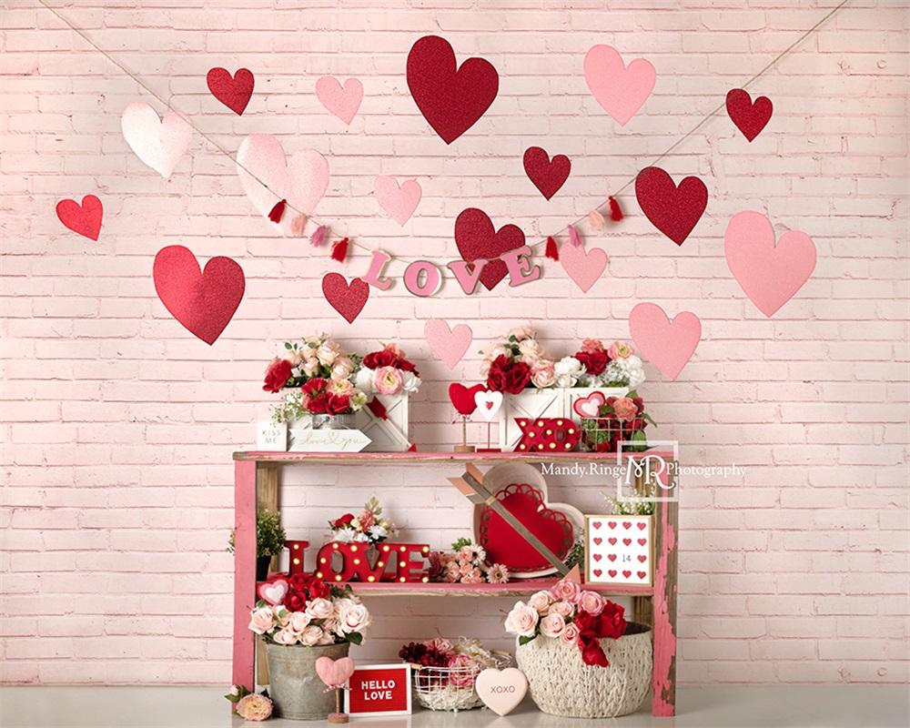Kate Coeur Amour Saint-Valentin Rose Toile de fond conçu par Mandy Ringe - Kate Backdrop FR