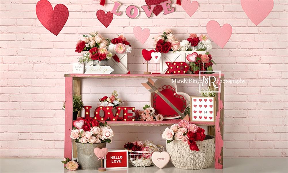 Kate Coeur Amour Saint-Valentin Rose Toile de fond conçu par Mandy Ringe - Kate Backdrop FR