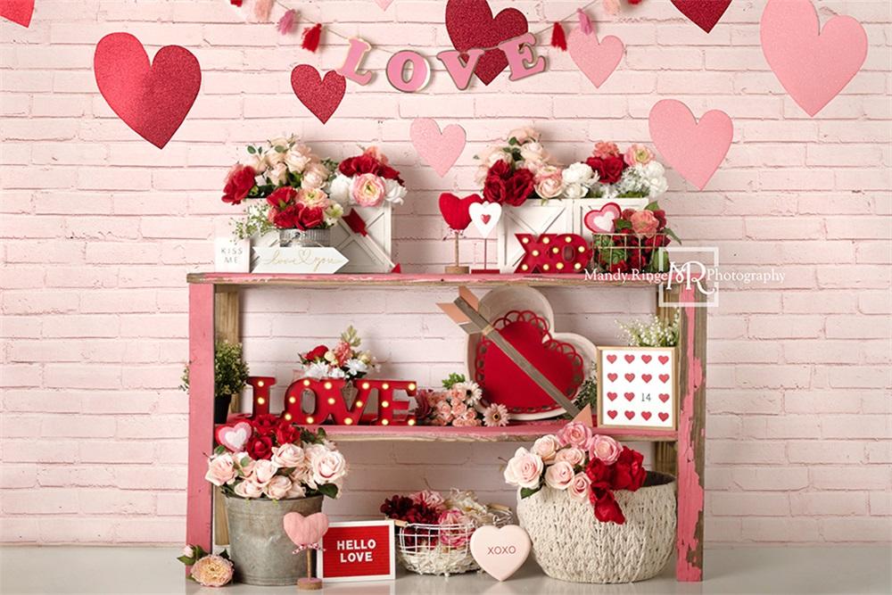 Kate Coeur Amour Saint-Valentin Rose Toile de fond conçu par Mandy Ringe - Kate Backdrop FR