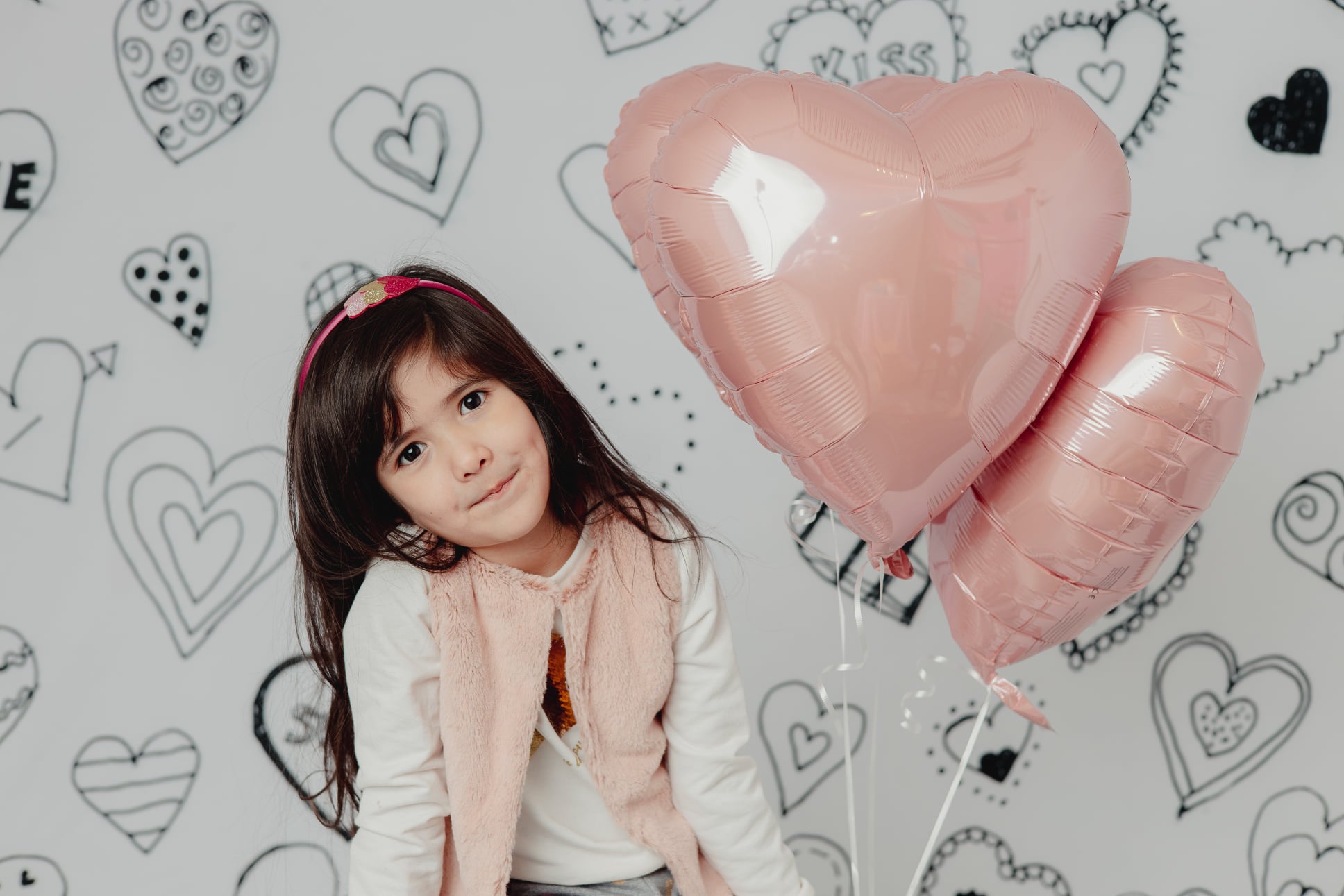 Kate Griffonnages Saint-Valentin Blanc Noir Toile de fond conçue par Mandy Ringe Photography - Kate Backdrop FR