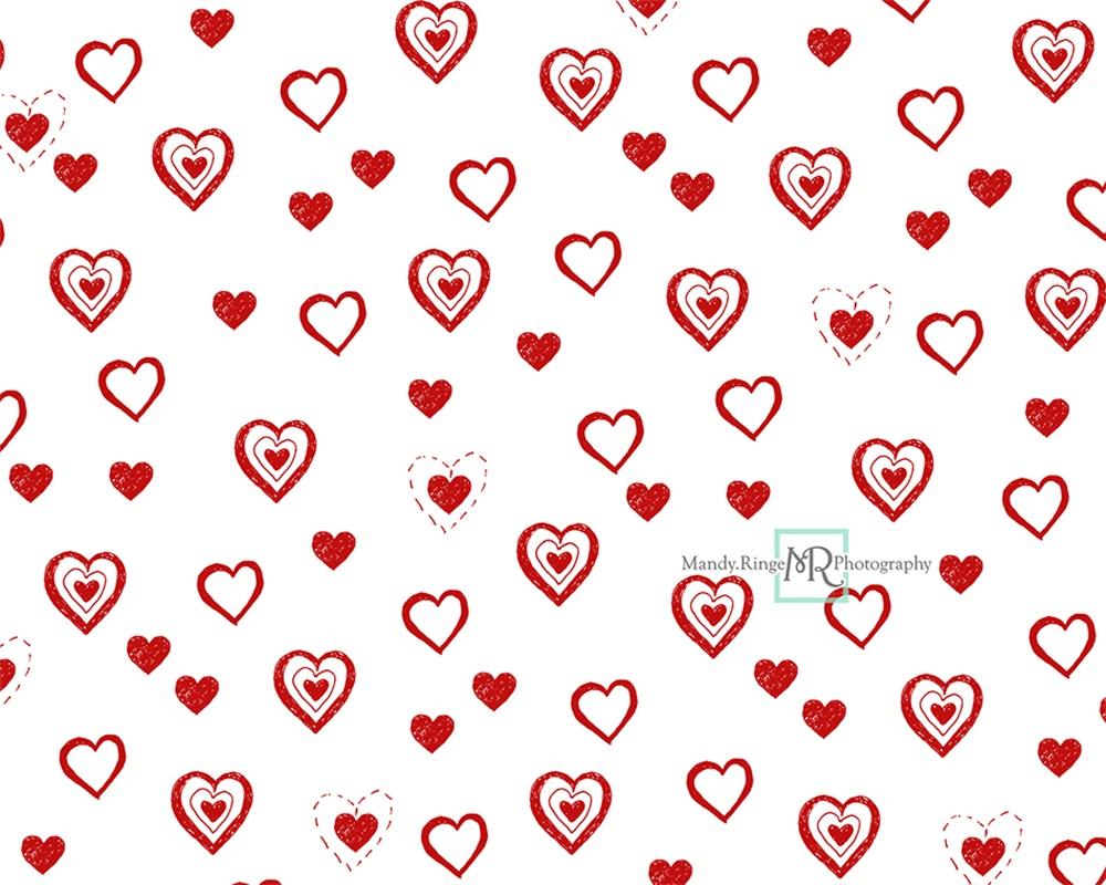 Kate Griffonnages Rouge Coeur Saint-Valentin Toile de fond conçue par Mandy Ringe - Kate Backdrop FR