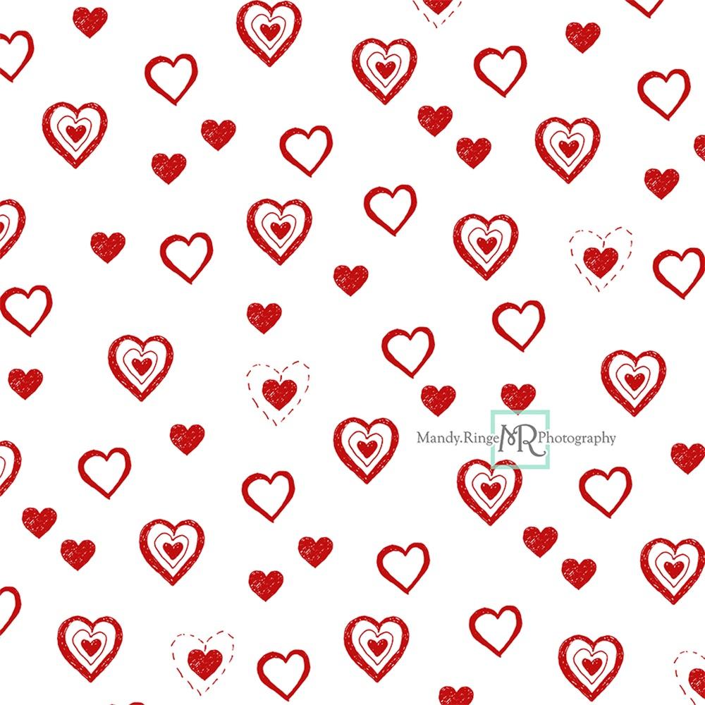 Kate Griffonnages Rouge Coeur Saint-Valentin Toile de fond conçue par Mandy Ringe - Kate Backdrop FR