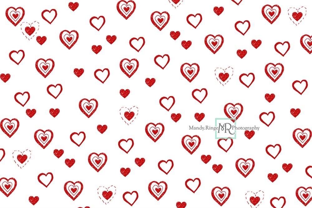 Kate Griffonnages Rouge Coeur Saint-Valentin Toile de fond conçue par Mandy Ringe - Kate Backdrop FR