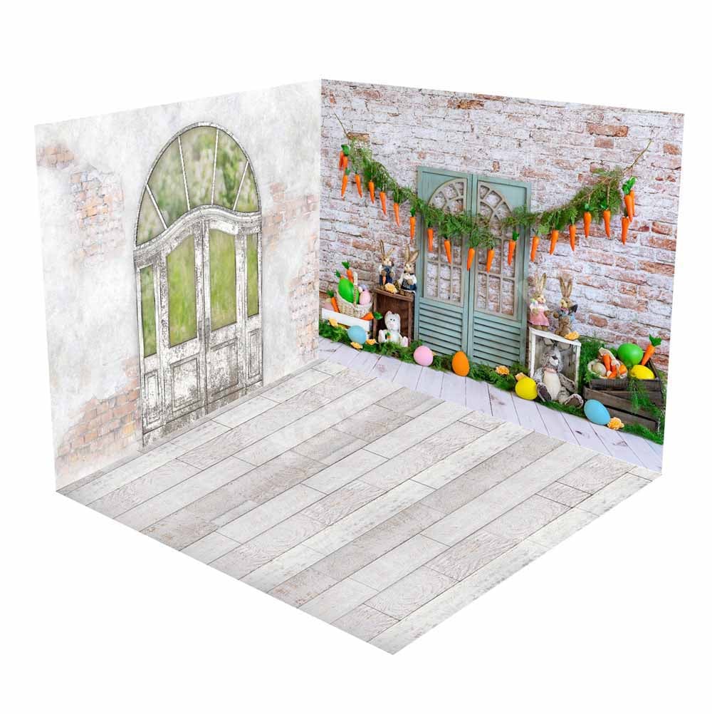 Kate Carotte Lapin Pâques Vintage Arch Ensemble de chambre (8pix8pi&10pix8pi&8pix10pi) - Kate Backdrop FR