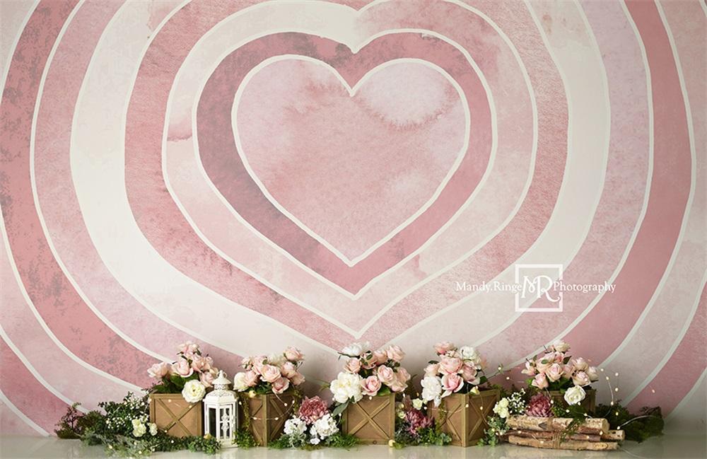 Kate Aquarelle Saint Valentin Coeur Rose Toile de fond conçue par Mandy Ringe - Kate Backdrop FR