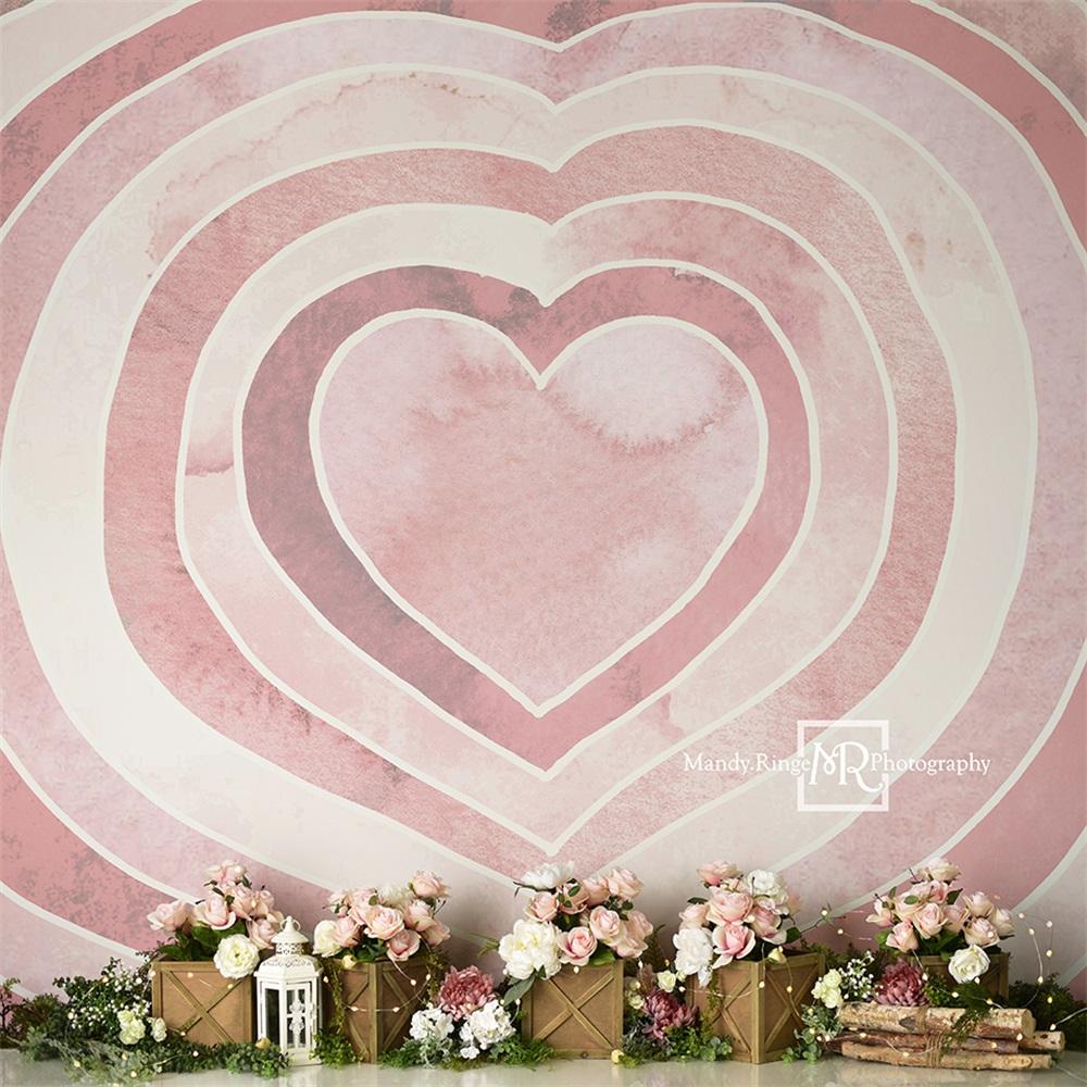Kate Aquarelle Saint Valentin Coeur Rose Toile de fond conçue par Mandy Ringe - Kate Backdrop FR