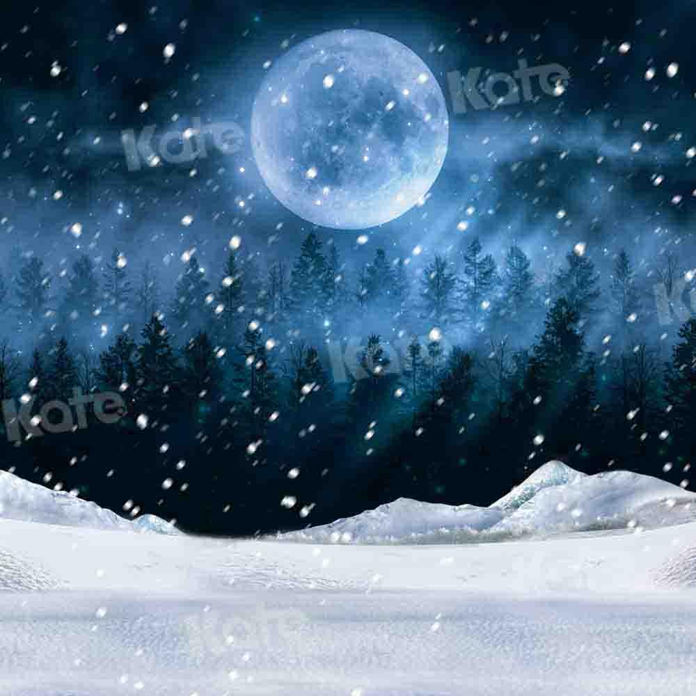 Kate Neige Nuit Hiver Forêt Lune Toile de fond conçue par Chain Photographie - Kate Backdrop FR