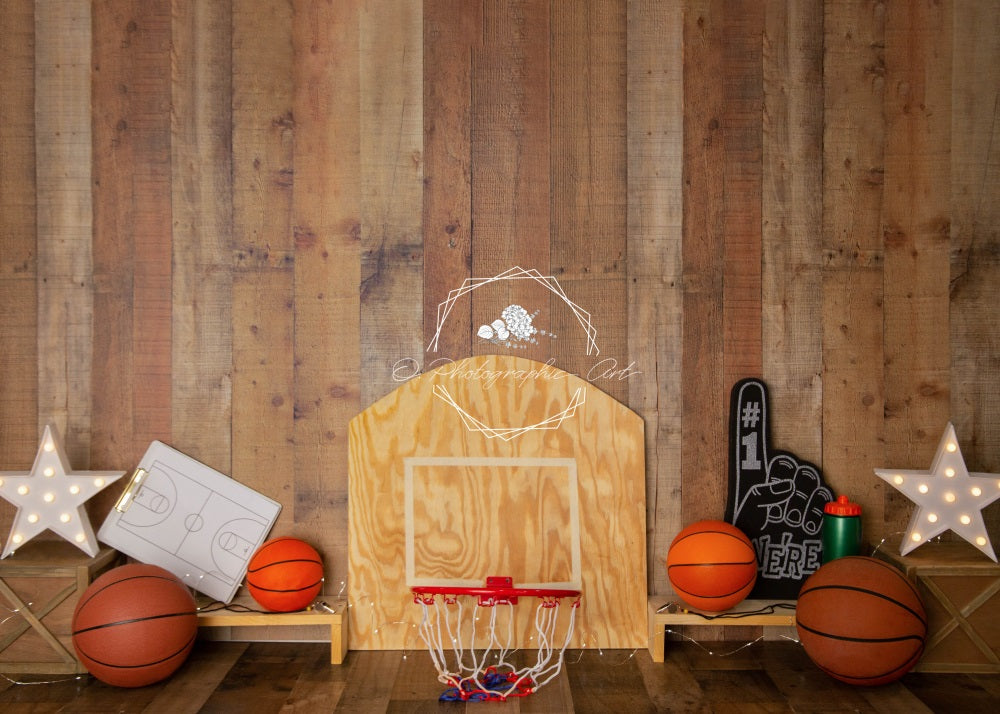 Kate Basket-ball Mur en bois Sport Toile de fond conçue par Jenna Onyia - Kate Backdrop FR