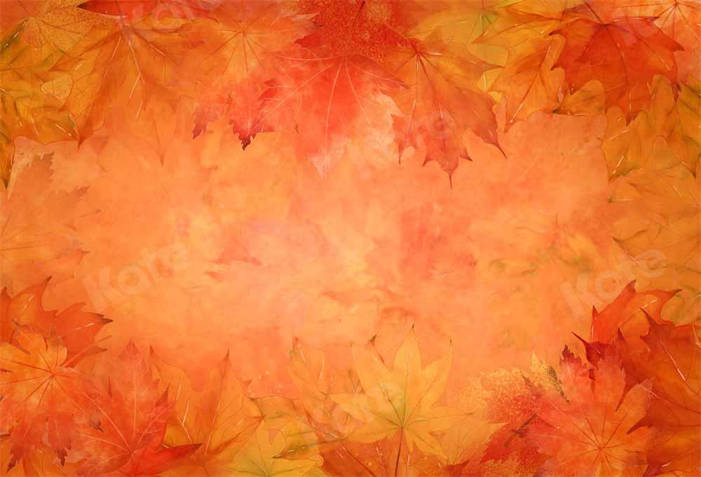 Kate Automne Feuilles d'érable Orange Toile de fond conçue par Chain Photography - Kate Backdrop FR