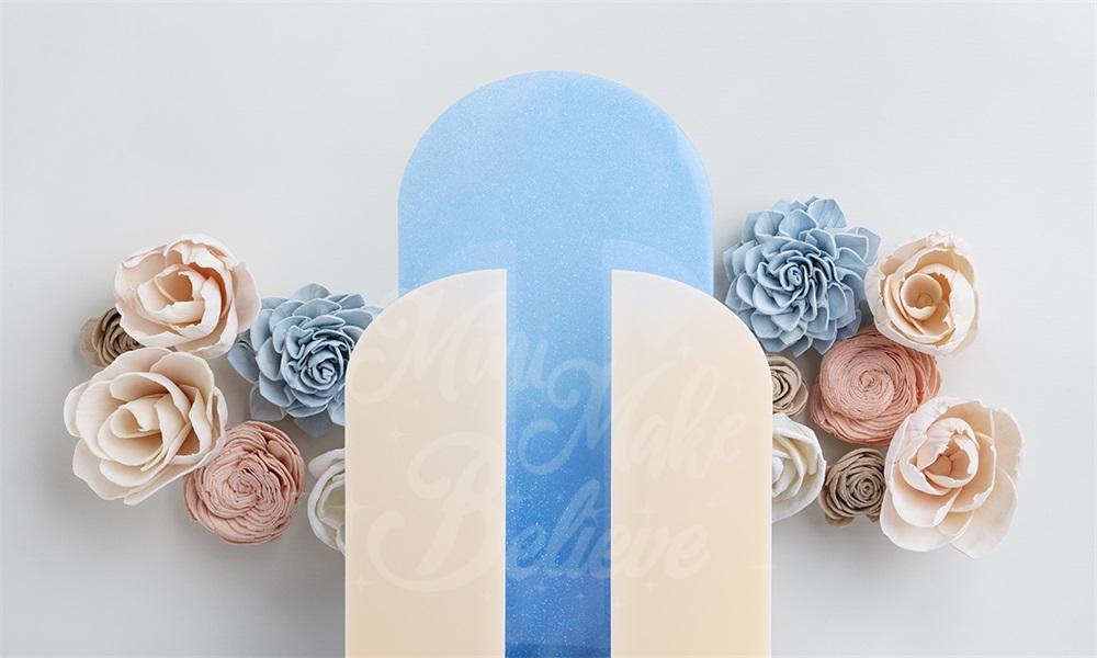 Kate Fleurs Mur Arche Fête Bleu Anniversaire Toile de fond conçue par Mini MakeBelieve - Kate Backdrop FR