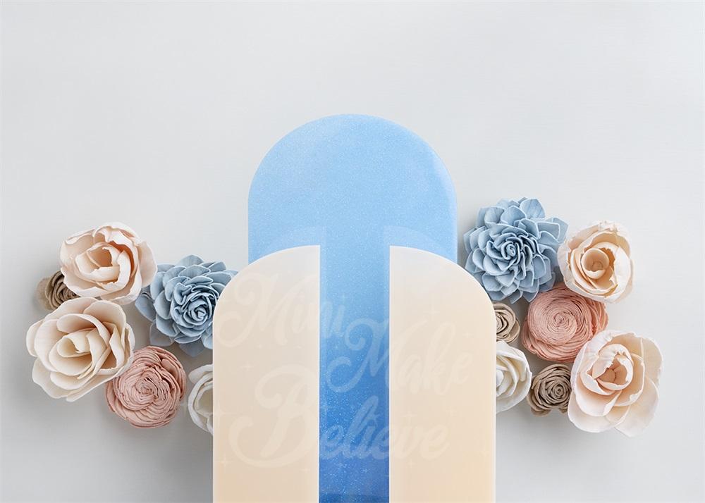 Kate Fleurs Mur Arche Fête Bleu Anniversaire Toile de fond conçue par Mini MakeBelieve - Kate Backdrop FR
