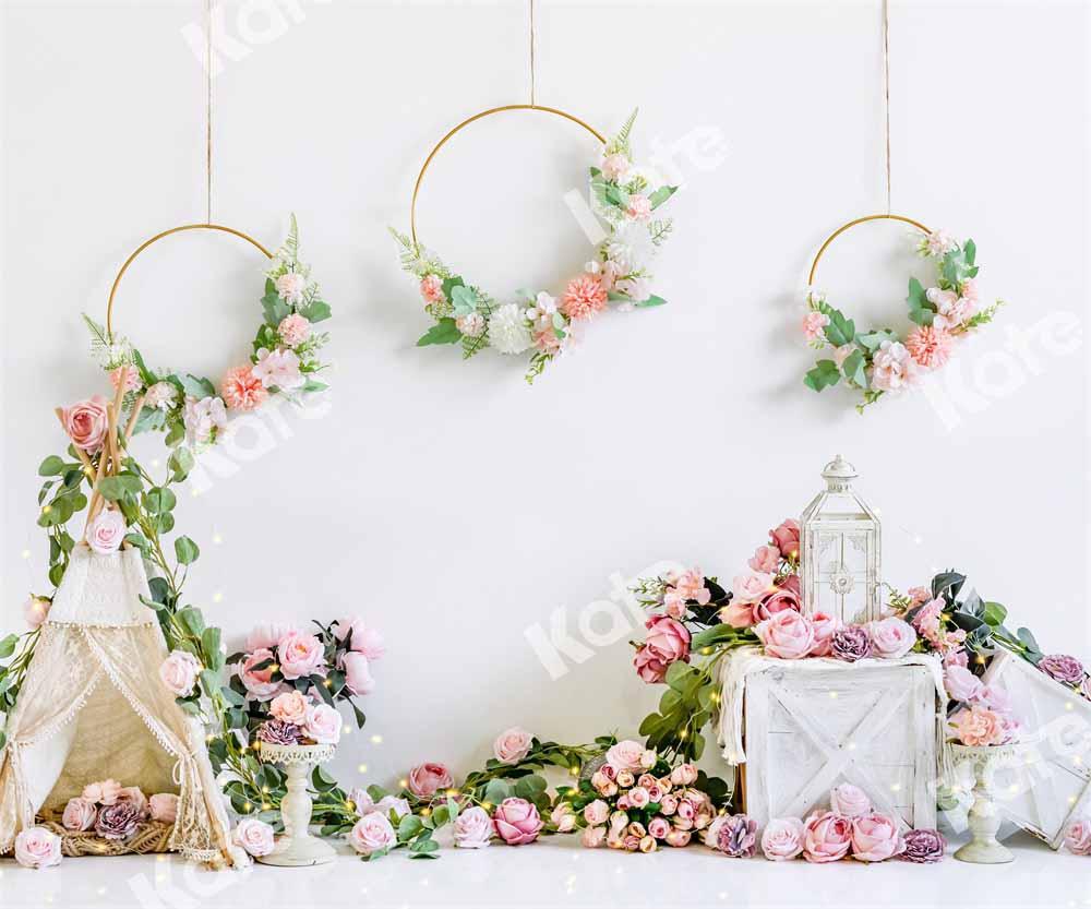 Kate Anniversaire Saint-Valentin Boho Blanc Toile de fond conçue par Emetselch - Kate Backdrop FR
