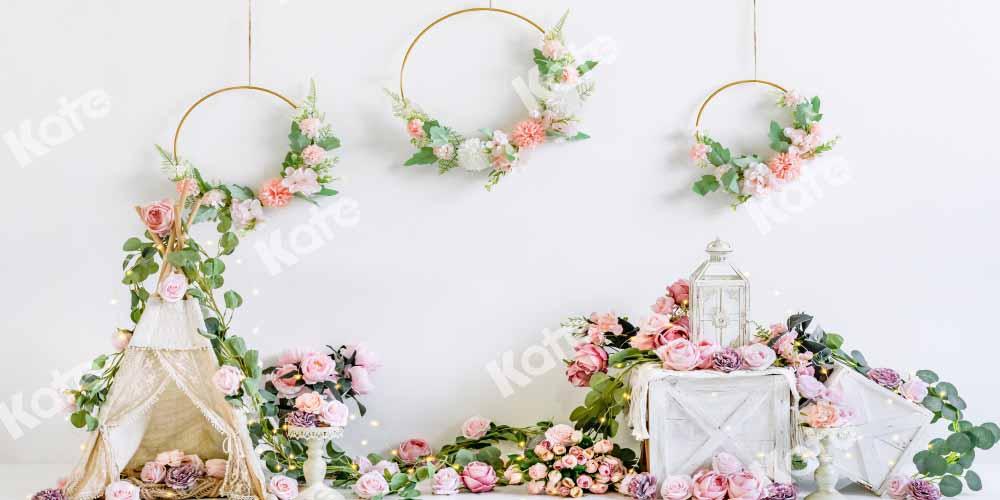 Kate Anniversaire Saint-Valentin Boho Blanc Toile de fond conçue par Emetselch - Kate Backdrop FR