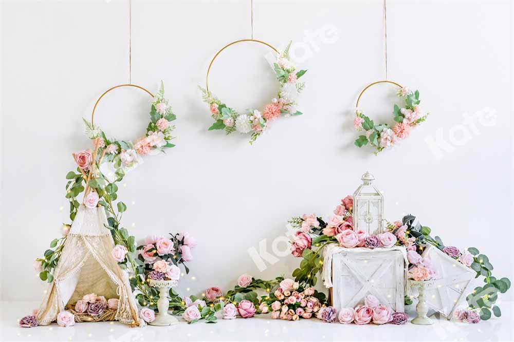 Kate Anniversaire Saint-Valentin Boho Blanc Toile de fond conçue par Emetselch - Kate Backdrop FR