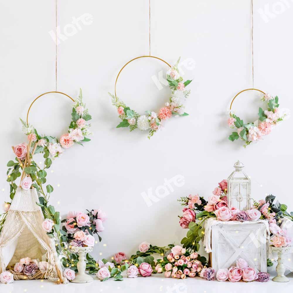 Kate Anniversaire Saint-Valentin Boho Blanc Toile de fond conçue par Emetselch - Kate Backdrop FR
