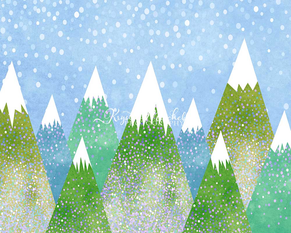 Kate Montagnes enneigées Bleu Vert Toile de fond conçu par Krystle Mitchell