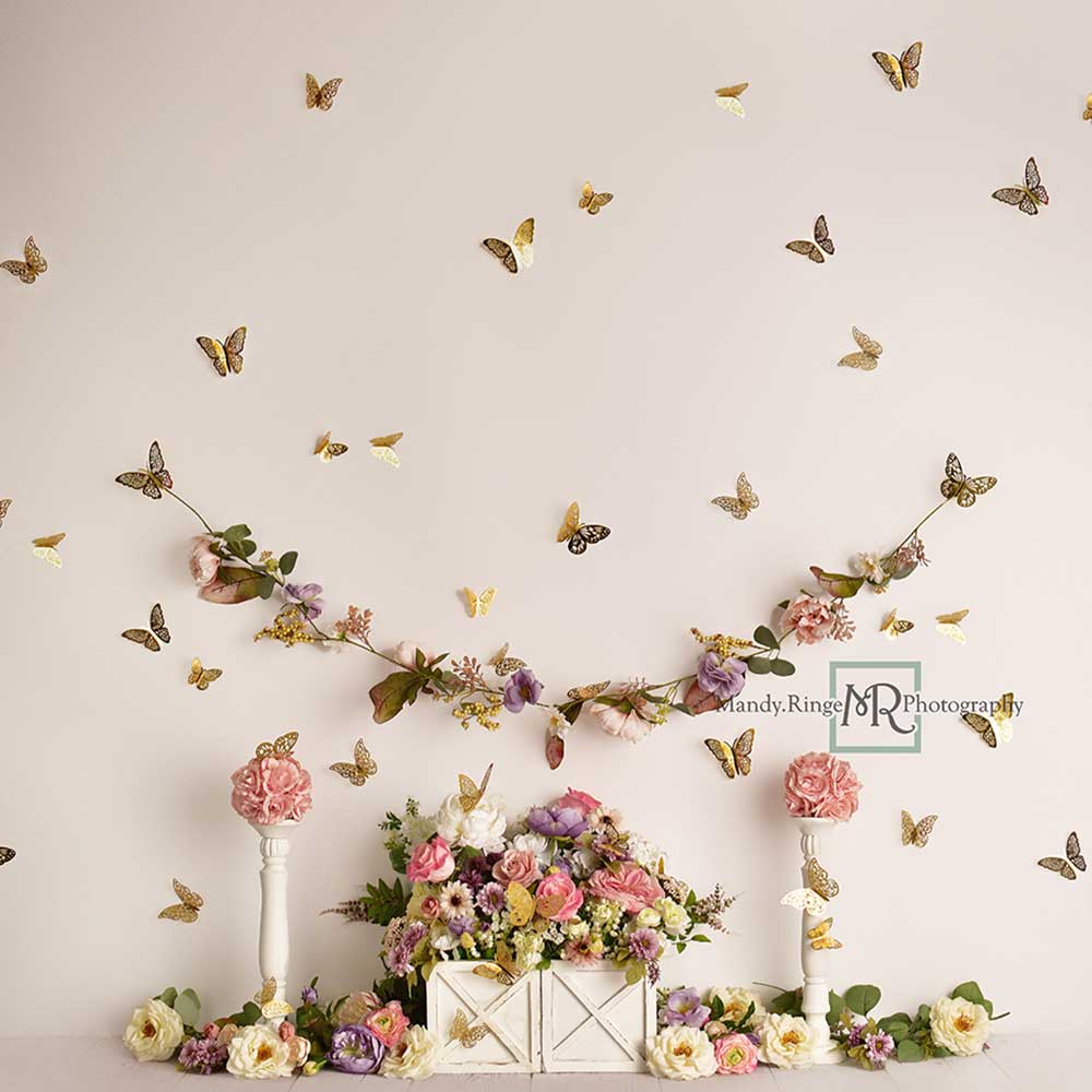 Kate Jardin Papillons Anniversaire Toile de fond conçue par Mandy Ringe - Kate Backdrop FR