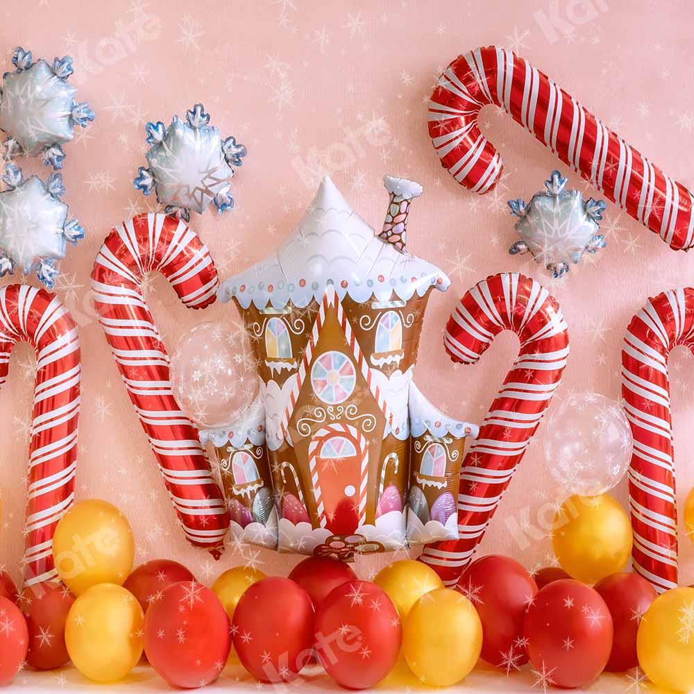 Kate Maison de pain d'épice Hiver Ballons Noël Toile de fond conçue par Emetselch - Kate Backdrop FR