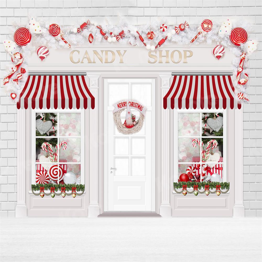 Kate Magasin de bonbons Noël Rose Blanc Toile de fond pour la photographie - Kate Backdrop FR