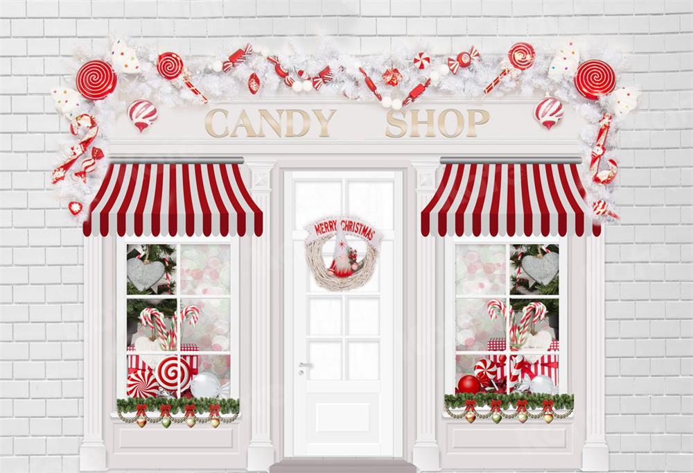 Kate Magasin de bonbons Noël Rose Blanc Toile de fond pour la photographie - Kate Backdrop FR