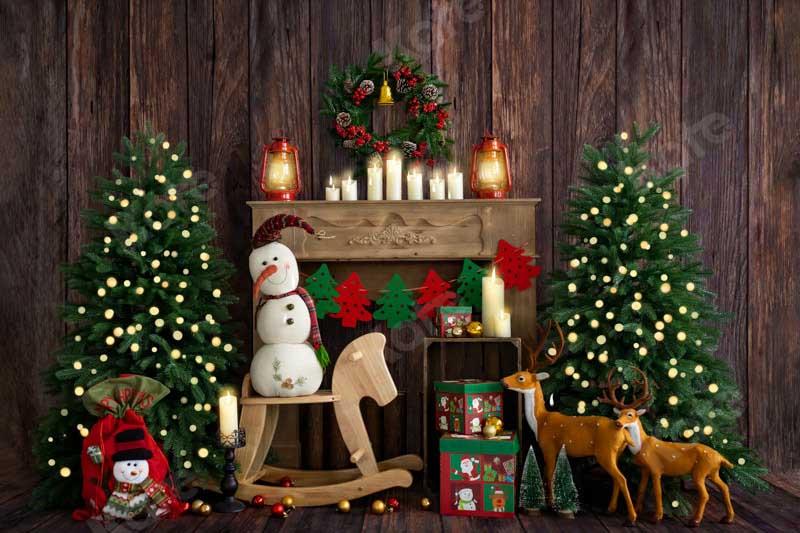 Kate Noël Bonhomme de neige Wapiti Cheminée Toile de fond Conçu par Emetselch - Kate Backdrop FR