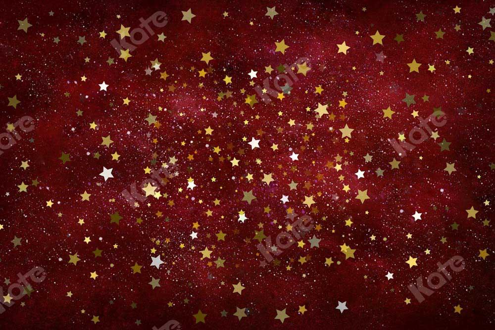 Kate Étoiles Rouge Noël Bokeh Toile de fond conçue par Chain Photographie - Kate Backdrop FR