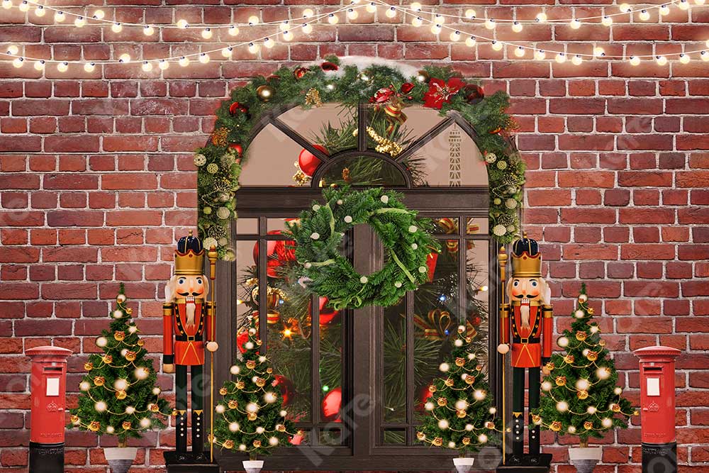 Kate Arbres de Noël Casse-Noisette Mur de brique Toile de fond conçu par JFCC - Kate Backdrop FR