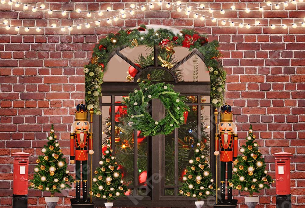 Kate Arbres de Noël Casse-Noisette Mur de brique Toile de fond conçu par JFCC - Kate Backdrop FR