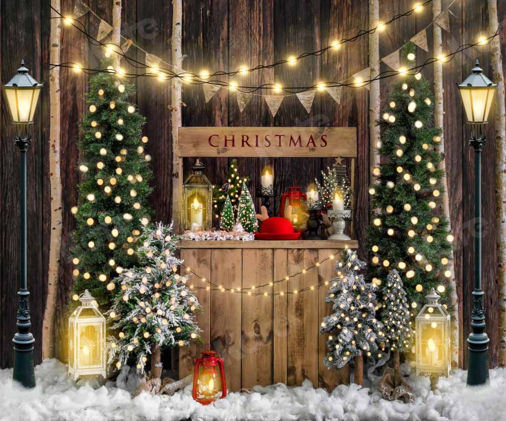 Kate Sapin de Noël Hiver Bois Neige Nuit Toile de fond Conçu par Emetselch - Kate Backdrop FR