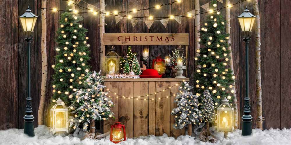 Kate Sapin de Noël Hiver Bois Neige Nuit Toile de fond Conçu par Emetselch - Kate Backdrop FR