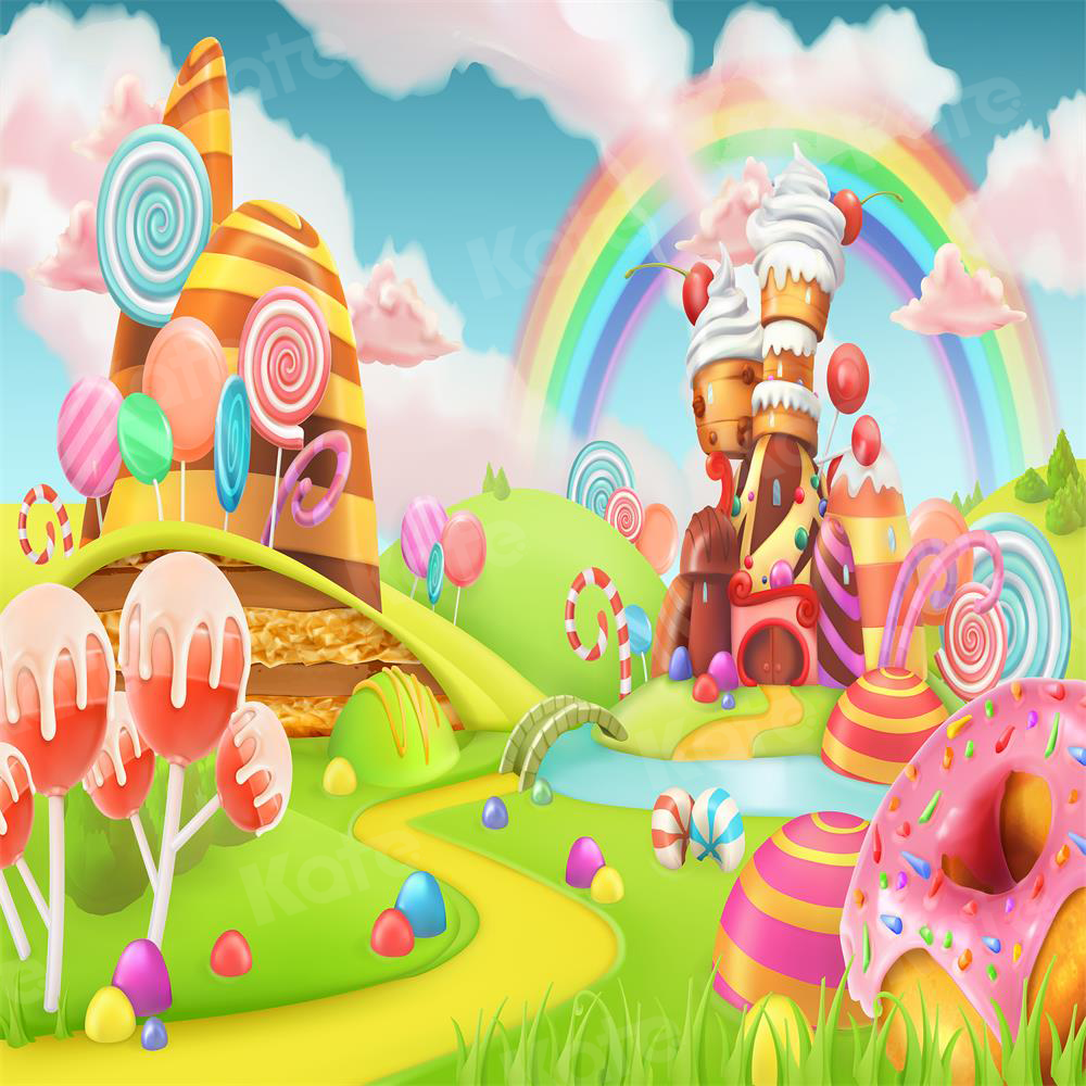 Kate Cake smash Bonbons Monde de l'animation Enfant Toile de fond pour la photographie - Kate Backdrop FR