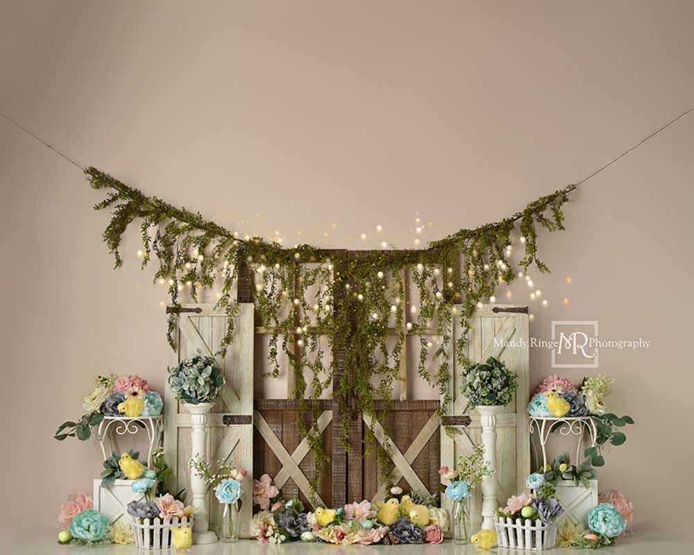 Kate Poussins Fleurs Pâques Toile de fond conçue par Mandy Ringe - Kate Backdrop FR