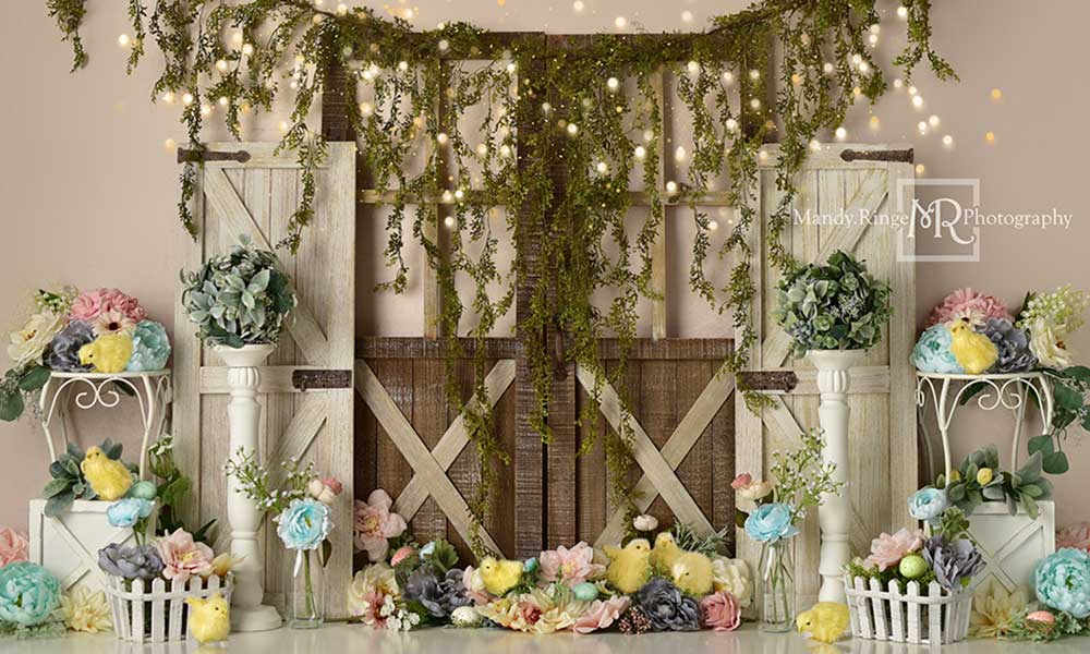 Kate Poussins Fleurs Pâques Toile de fond conçue par Mandy Ringe - Kate Backdrop FR