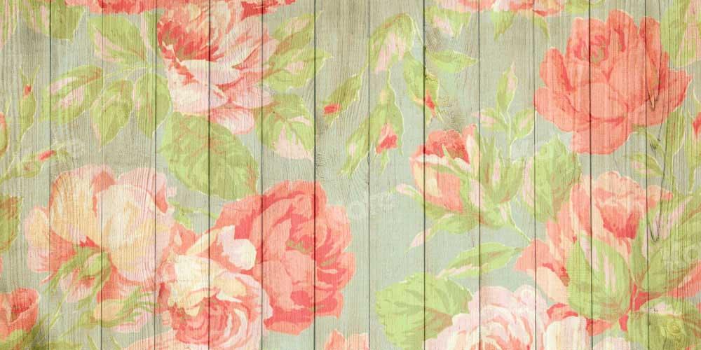 Kate Grain de bois Fleurs Toile de fond conçue par Chain Photography - Kate Backdrop FR