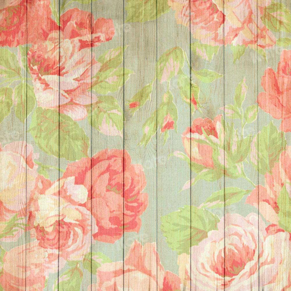 Kate Grain de bois Fleurs Toile de fond conçue par Chain Photography - Kate Backdrop FR