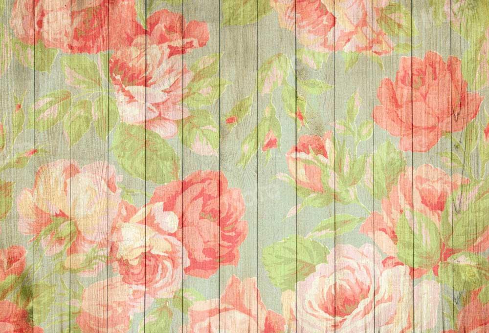Kate Grain de bois Fleurs Toile de fond conçue par Chain Photography - Kate Backdrop FR