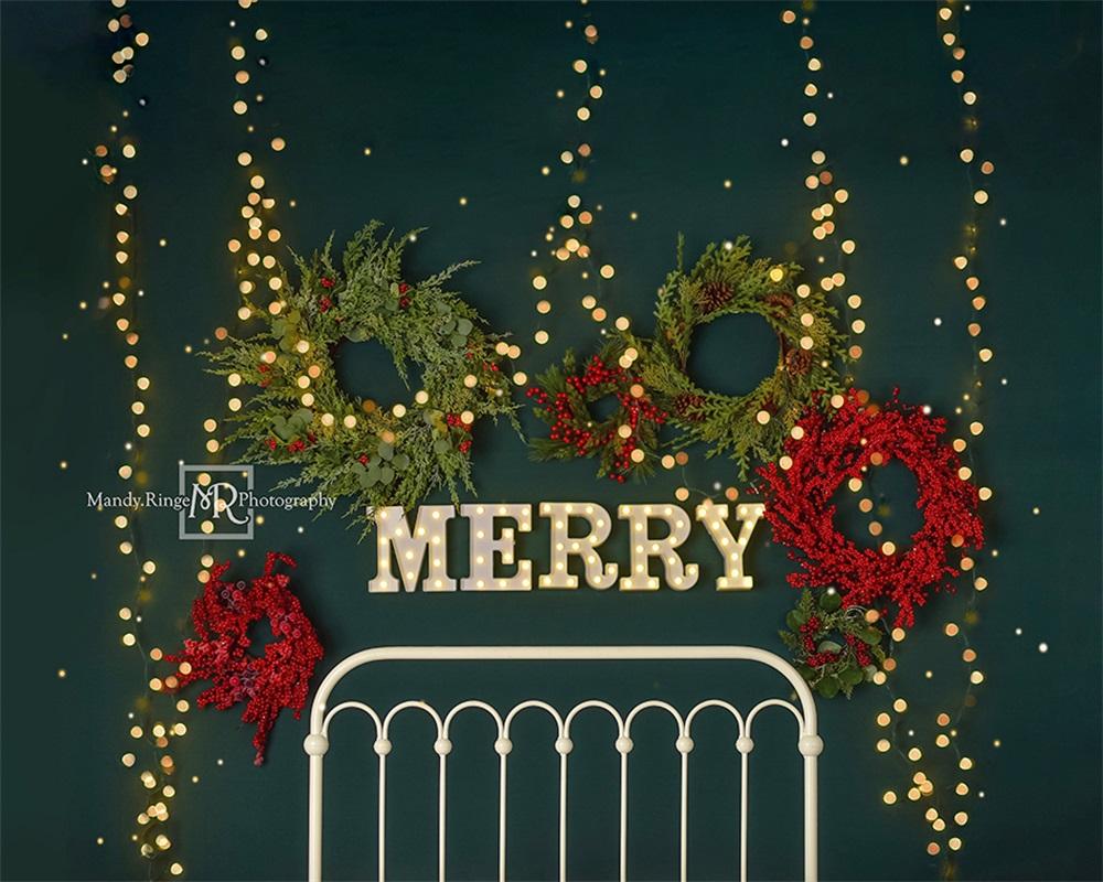 Kate Joyeux Noël Scintillait Tête de lit Toile de Fond conçue par Mandy Ringe - Kate Backdrop FR
