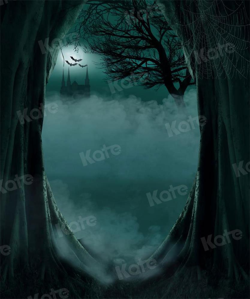 Kate Château de la forêt brumeuse Toile de fond Halloween Conçu par JFCC - Kate Backdrop FR