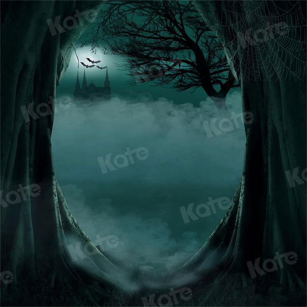 Kate Château de la forêt brumeuse Toile de fond Halloween Conçu par JFCC - Kate Backdrop FR